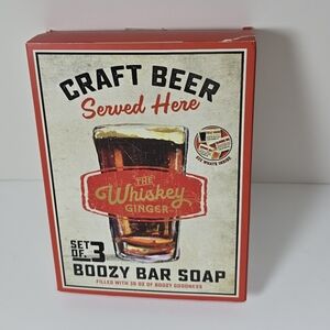 Whiskey Ginger Boozy Soap Gift Set of 3 Craft Beer Bar Soap NWT